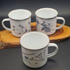 [R2267] Lot 3 tasses en émail plantes
