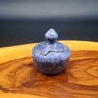 [R2396] Mini poterie en céramique bleue avec couvercle assorti