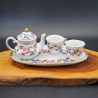 [R2414] Service à thé en porcelaine miniature pour dinette décor floral