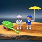 [R2462] Playmobil vintage époque 1900 série rose enfants et chariot set 5402
