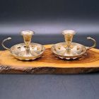 [R2473] Lot 2 bougeoirs métal argenté