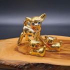 [R2475] Biche en porcelaine dorée et ses faons vintage