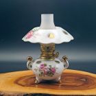 [R2479] Lampe à huile vintage porcelaine décor floral rose