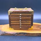 [R2482] Set de dessous de verre vintage en bois et liège avec coffret décoratif