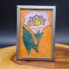 [R2535] Petit tableau en émail sur cuivre – décor floral