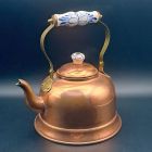 [R2539] Bouilloire /théière cuivre étamé et porcelaine