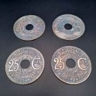 [R2737] Lot de 4 dessous de verre vintage – Style Pièce 25 Centimes Lindauer 1924