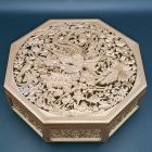 [R2756] Boîte asiatique octogonale dorée - Motif Phénix & Dragon - Chiang Karila (Bangkok)