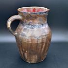 [R2774] Grand pichet / cruche vintage Vallauris en grès - Intérieur rouge vif - 2L